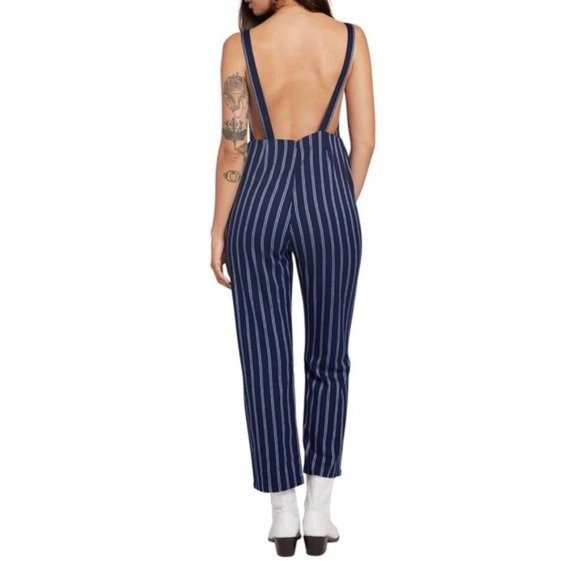 STONE ROW FUTURE ME BLUE STRIPED OVERALL JUMPSUIT S - Picture 10 of 10